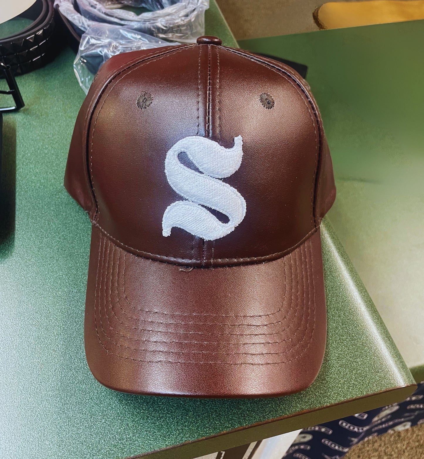 Chocolate Brown Leather Dad Cap