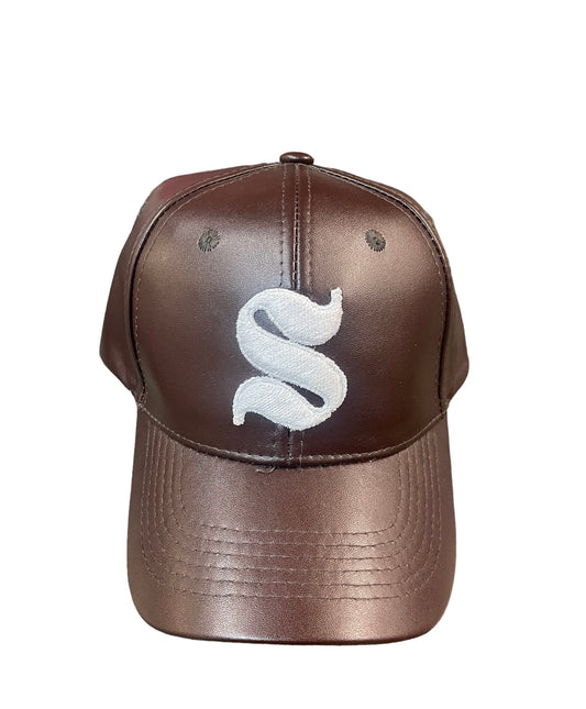 Chocolate Brown Leather Dad Cap